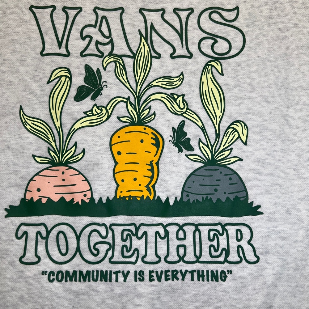 Like New Vans Fleece Crew Short Sleeve Sweatshirt Light Gray Graphic Medium - Picture 5 of 7